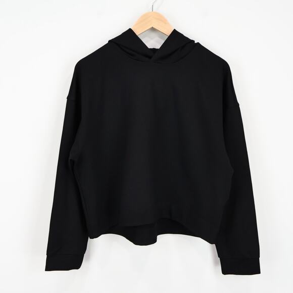 NWT Madewell Ponte Relaxed Fit Stretch Hoodie Sweatshirt Jet Black Size Large - Picture 3 of 9